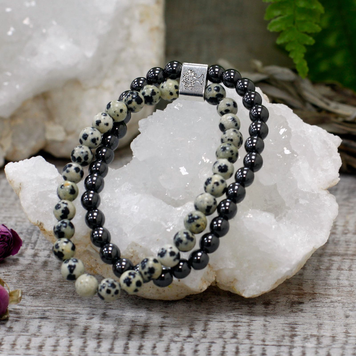 Bracelet Jaspe Dalmatien 8mm - Magnétique, Joie & Ancrage – photo 2