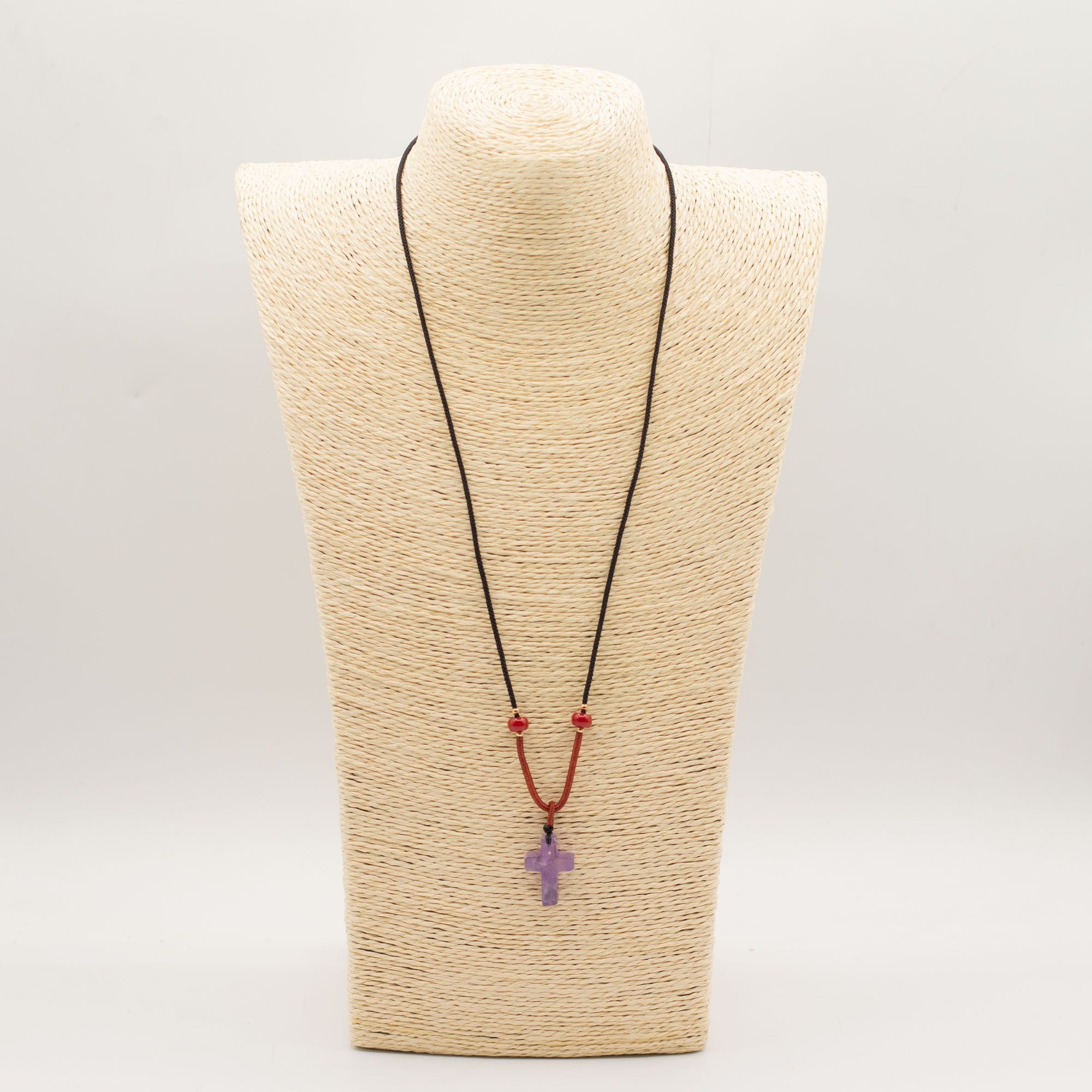 Pendentif sur cordon - Croix - Améthyste - photo 2