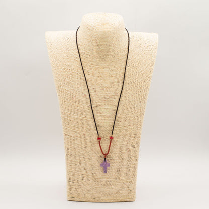 Pendentif sur cordon - Croix - Améthyste - photo 2
