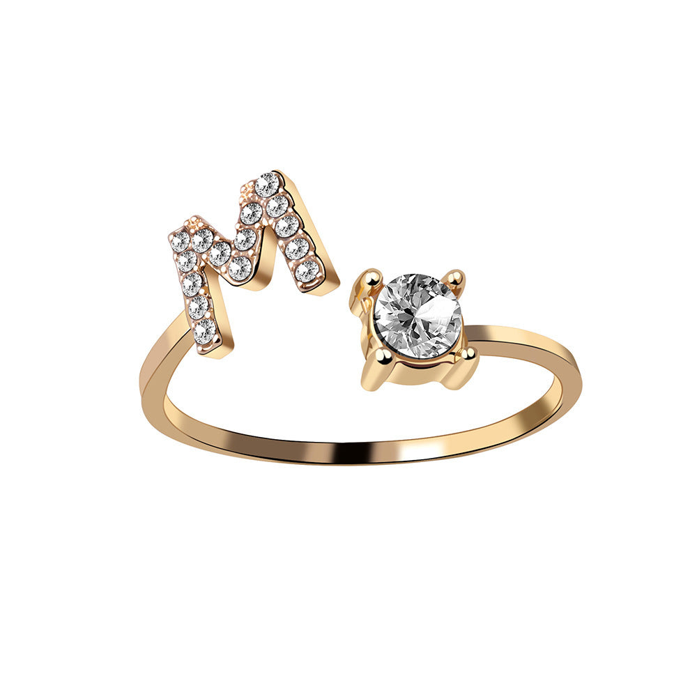 New Design Adjustable 26 Initial Letter Ring Fashion Jewelry For Women Simple Elegant Jewelry - Tatum Cristal