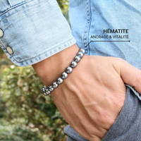 Bracelet Force Homme en Hématite - Tatum Cristal