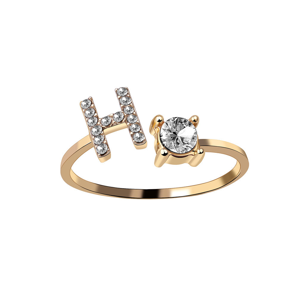 New Design Adjustable 26 Initial Letter Ring Fashion Jewelry For Women Simple Elegant Jewelry - Tatum Cristal