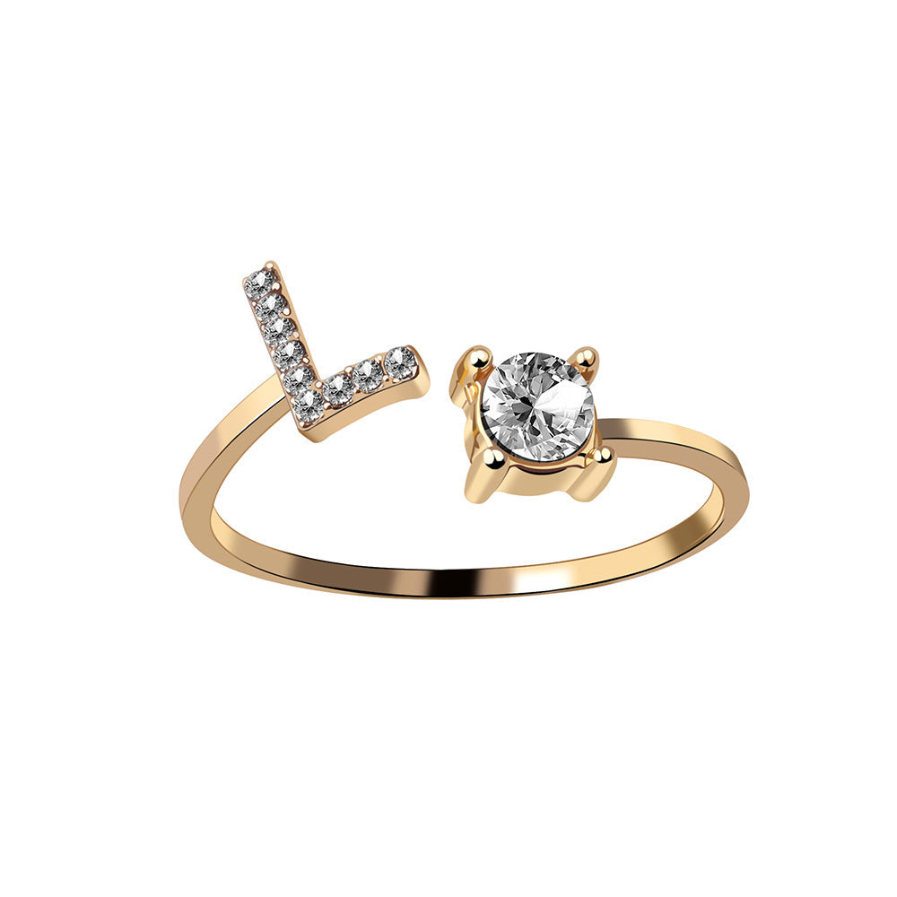 New Design Adjustable 26 Initial Letter Ring Fashion Jewelry For Women Simple Elegant Jewelry - Tatum Cristal