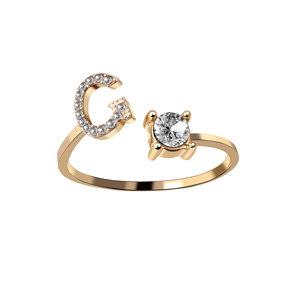 New Design Adjustable 26 Initial Letter Ring Fashion Jewelry For Women Simple Elegant Jewelry - Tatum Cristal