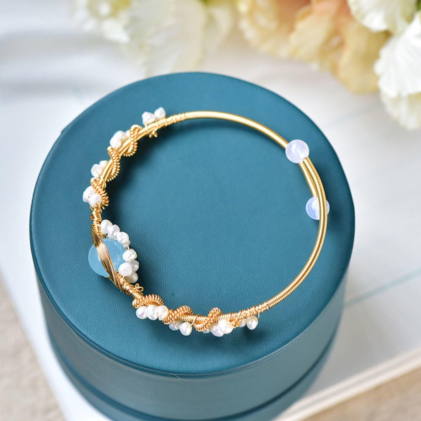 Pearl Bracelets For Women Gold Plating Pearl Bracelet Gold Wire Braided Vintage Style Bracelets Cuff Bracelets Fashion Bracelet - Tatum Cristal