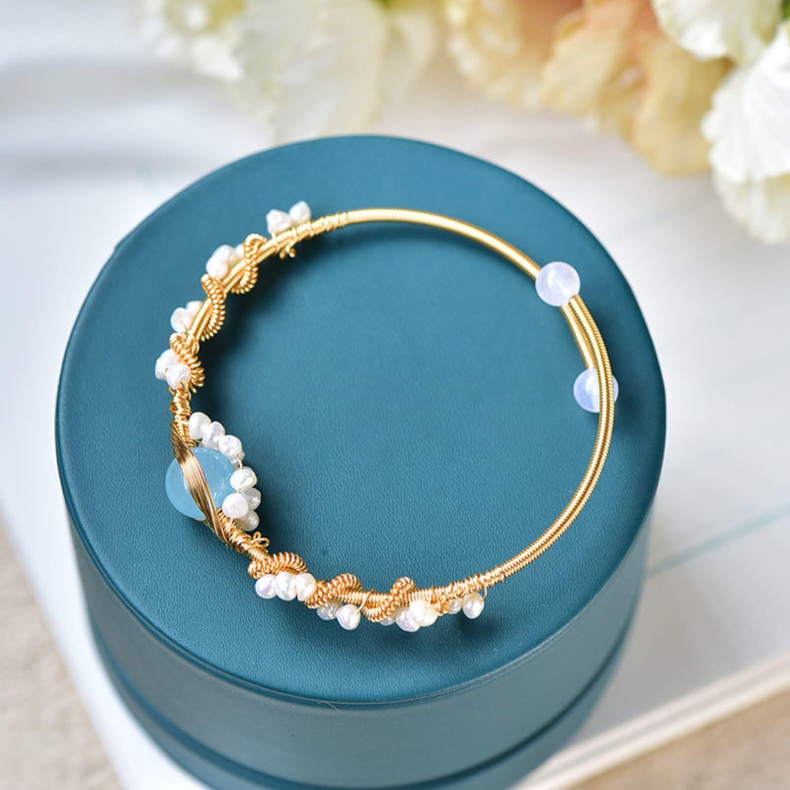 Pearl Bracelets For Women Gold Plating Pearl Bracelet Gold Wire Braided Vintage Style Bracelets Cuff Bracelets Fashion Bracelet - Tatum Cristal