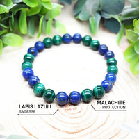 Bracelet en Lapis Lazuli & Malachite — Sagesse et Vérité - Tatum Cristal